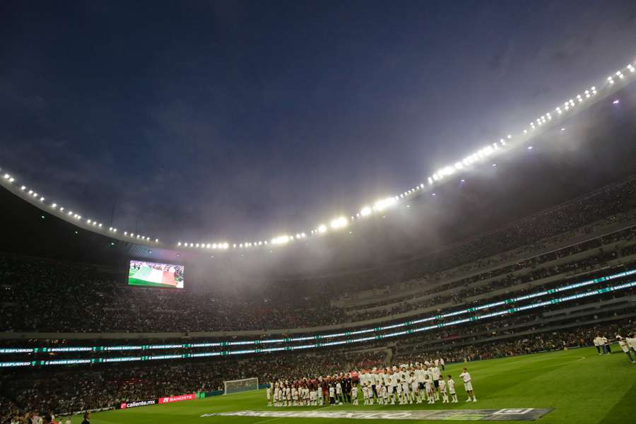 Les joueurs du Mexique avant le match amical face au Portugal à l’Estadio Azteca, le 28 mars 2026 à Mexico. Les joueurs du Mexique avant le match amical face au Portugal à l’Estadio Azteca, le 28 mars 2026 à Mexico.