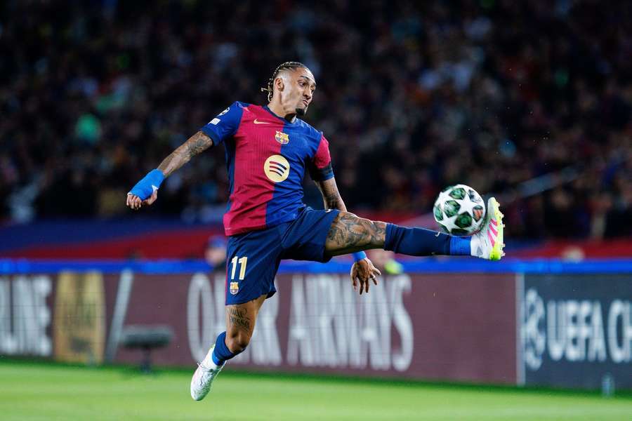 Raphinha em ação diante do Inter de Milão
