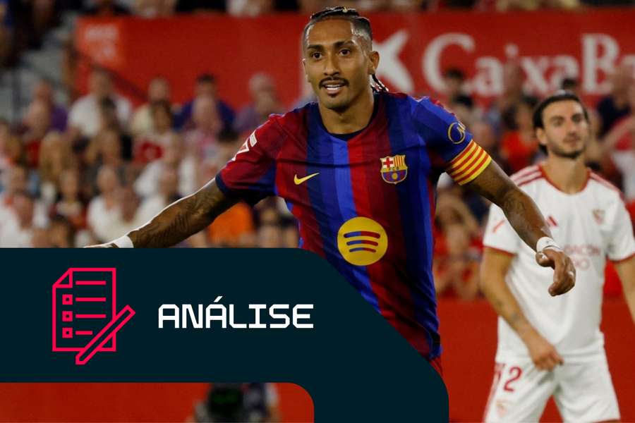 Raphinha durante o Sevilha-Barcelona Raphinha durante o Sevilha-Barcelona
