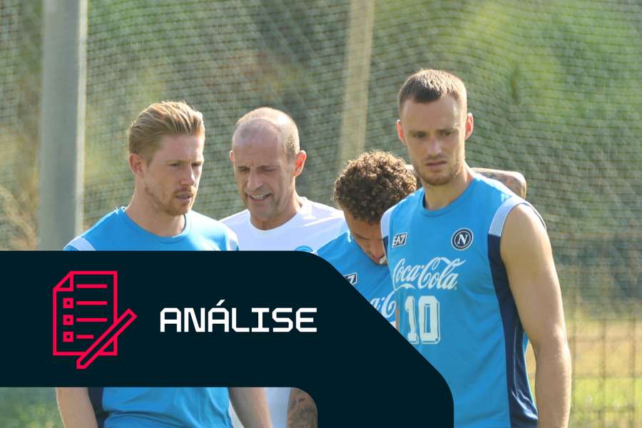 De Bruyne, Allegri, Lang e Beukema no treino De Bruyne, Allegri, Lang e Beukema no treino