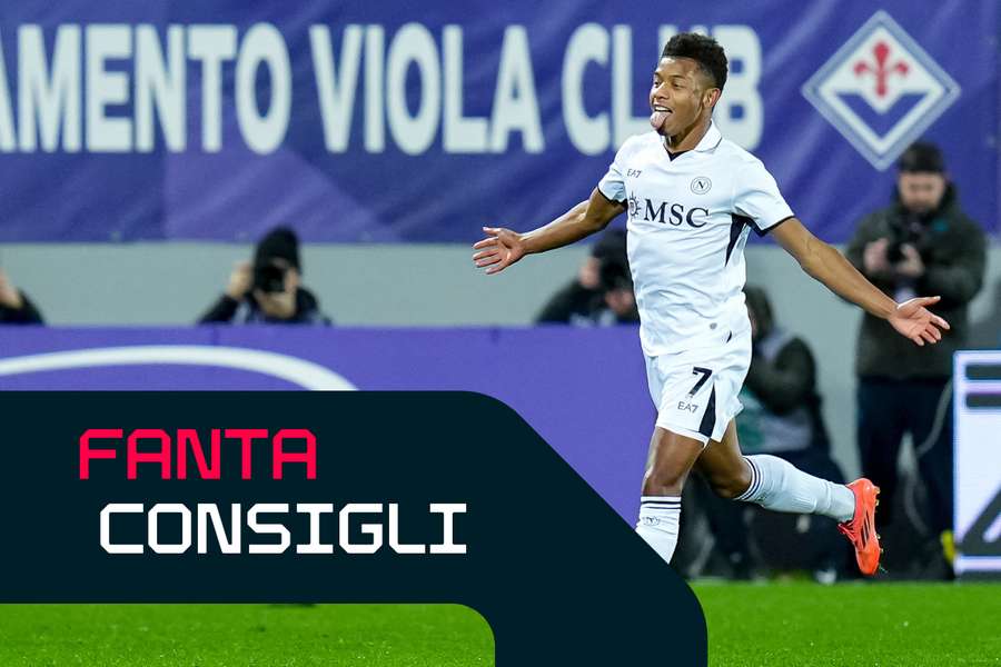 David Neres esulta per il gol segnato nell'ultimo turno di Serie A contro la Fiorentina
