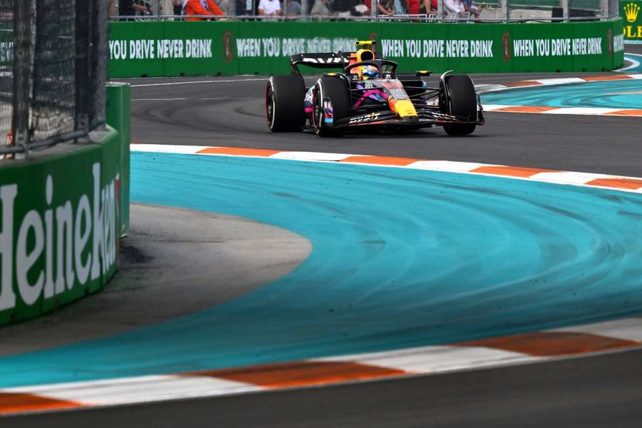 Red Bull's Sergio Perez races through the track in Miami
