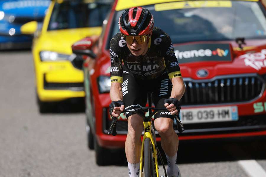 Jonas Vingegaard in action during stage six of the Tour de France