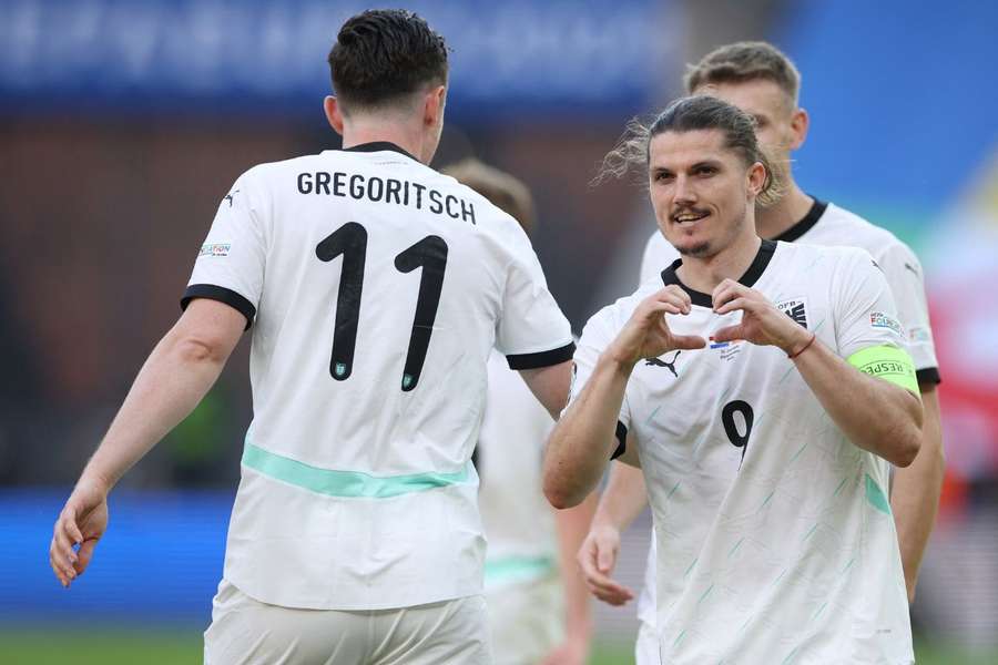 Sabitzer celebra el gol del triunfo austríaco