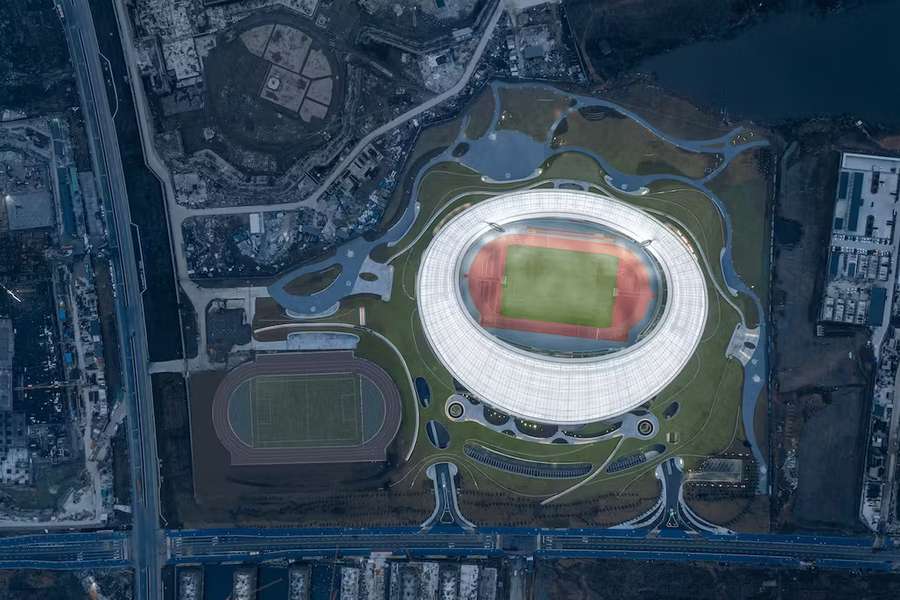 Vista aérea del moderno estadio