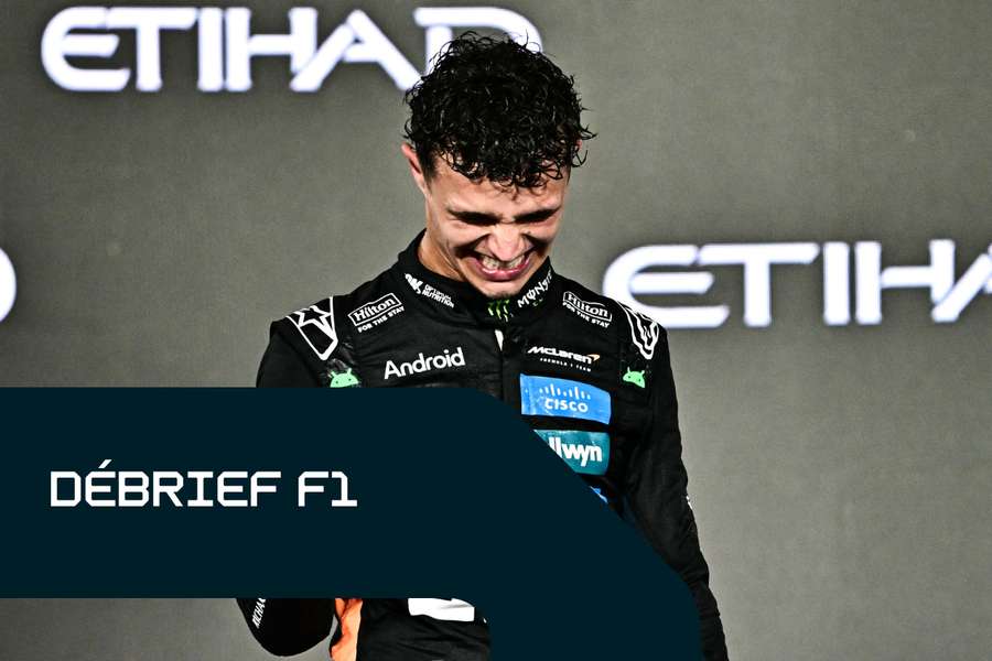 Lando Norris, célébrant l'acquisition de son titre. Lando Norris, célébrant l'acquisition de son titre.