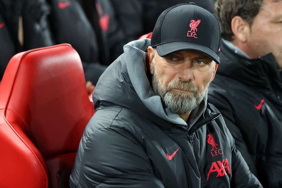 Jürgen Klopp in de dug-out tijdens de CL-wedstrijd tegen Real Madrid op Anfield