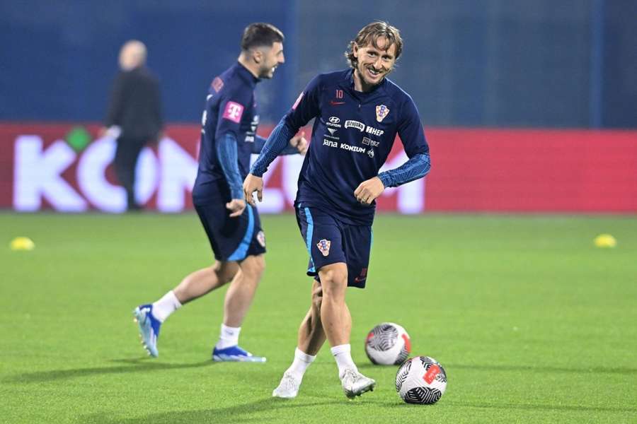 Modric, en un entrenamiento con Croacia