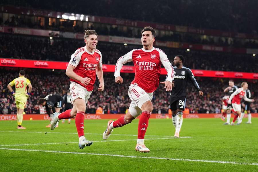 Arsenal's Martin Zubimendi celebrates scoring against Aston Villa Arsenal's Martin Zubimendi celebrates scoring against Aston Villa