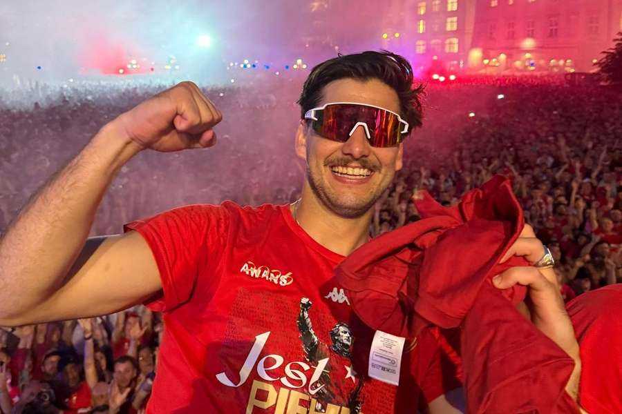 Frederico Duarte nos festejos do Wisla