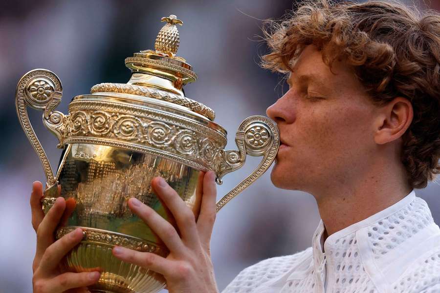 Jannik Sinner celebrates after winning the Wimbledon final against Alexander Zverev Jannik Sinner celebrates after winning the Wimbledon final against Alexander Zverev