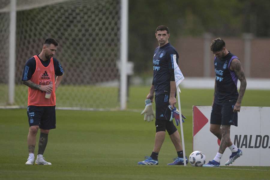 Messi, Martinez et De Paul à l'entraînement cette semaine.