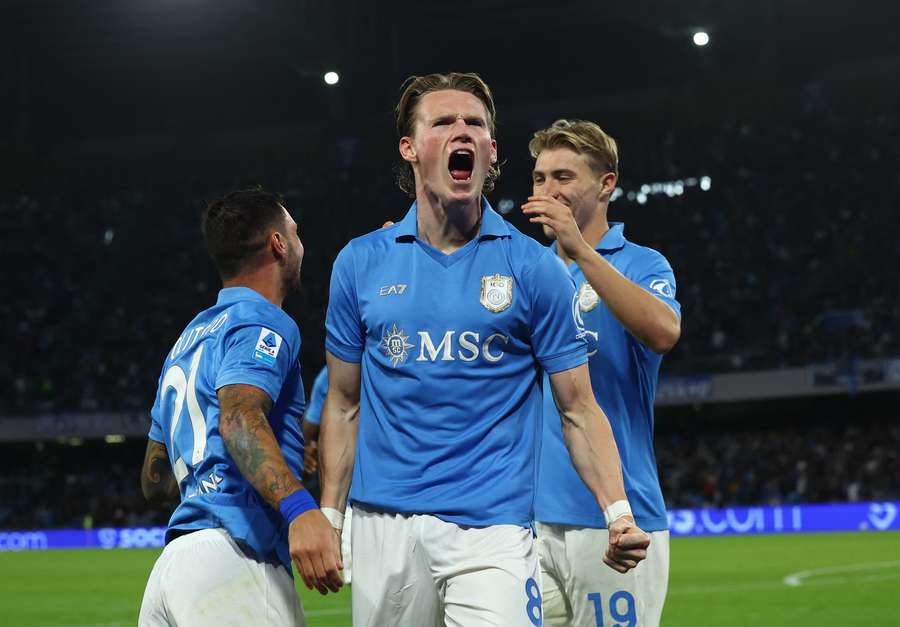 McTominay celebrates scoring for Napoli