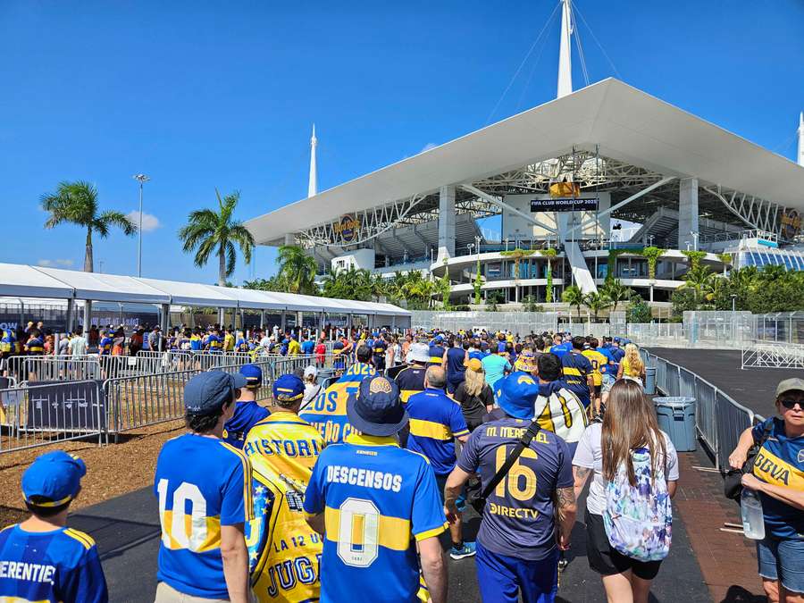 A filter system, away from the stadium, led to an area where bags were searched and tickets scanned A filter system, away from the stadium, led to an area where bags were searched and tickets scanned