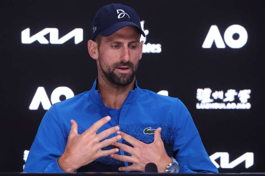 Djokovic en conférence de presse ce mardi.