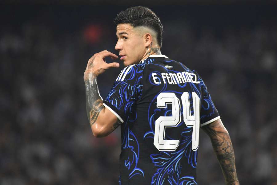 Enzo Fernandez avec l'Argentine le 1ᵉʳ avril.