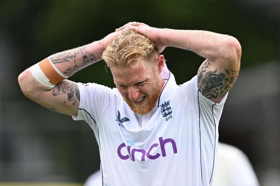 Stokes reacts after picking up the injury against New Zealand