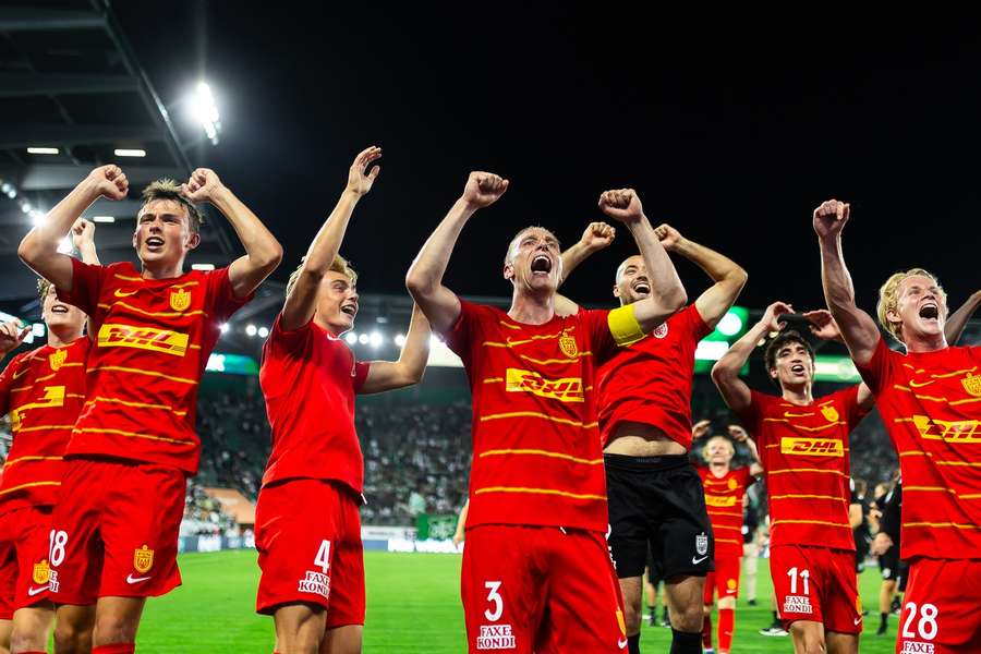 FC Nordsjaelland celebrate their win against Brondby