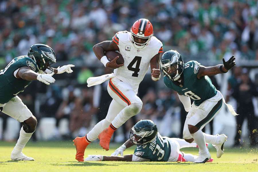 Deshaun Watson in actie tegen de Eagles