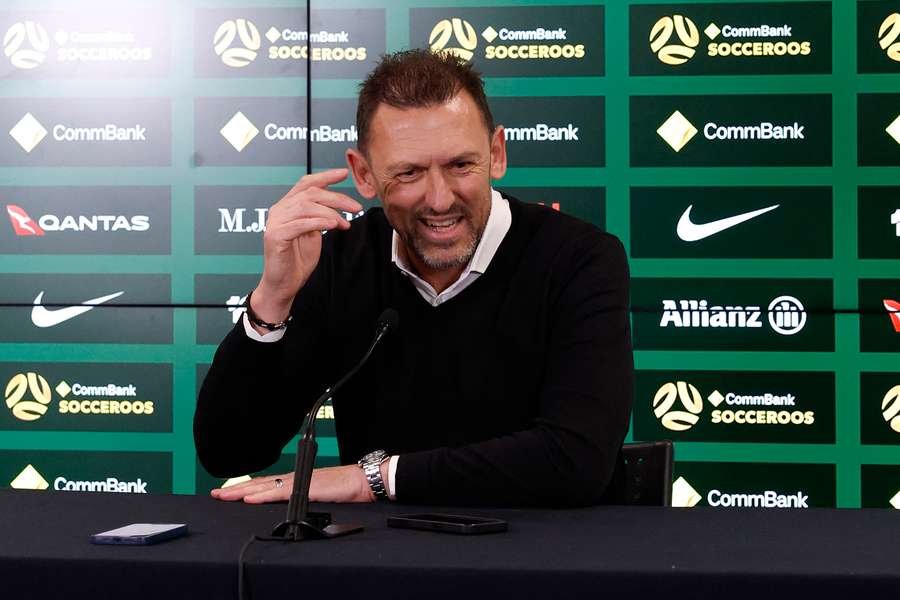 Socceroos head coach Tony Popovic speaks to the media during a press conference