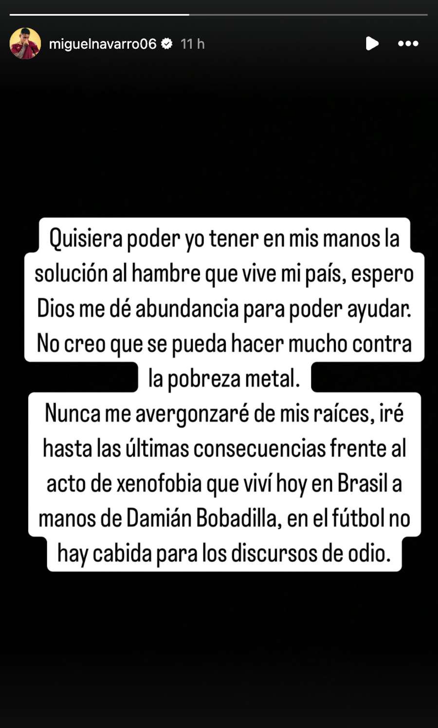 El mensaje de Miguel Navarro.
