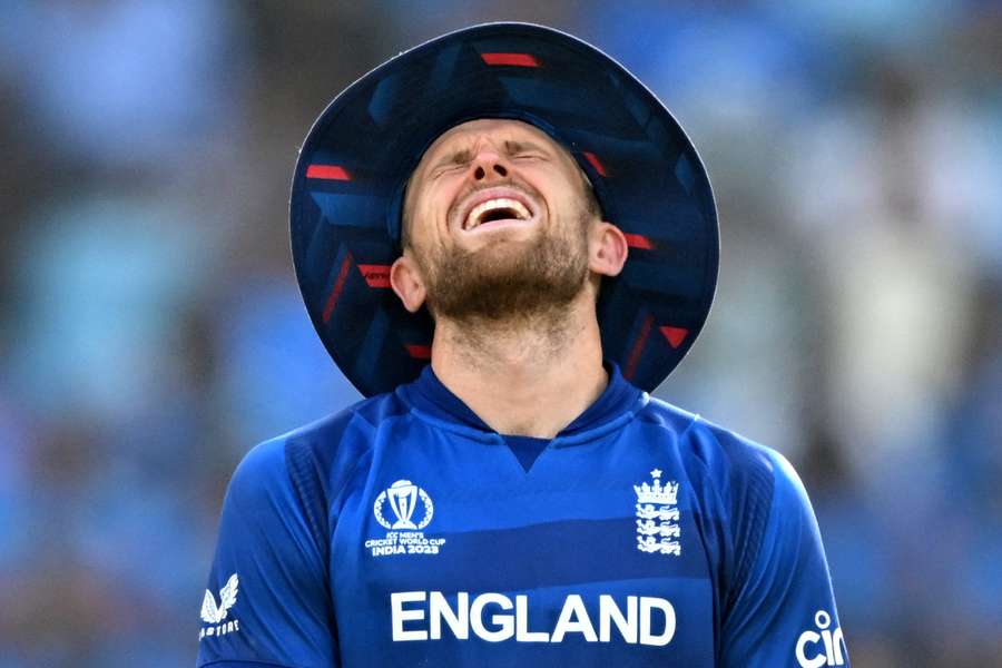 David Willey reacts during England's defeat to India