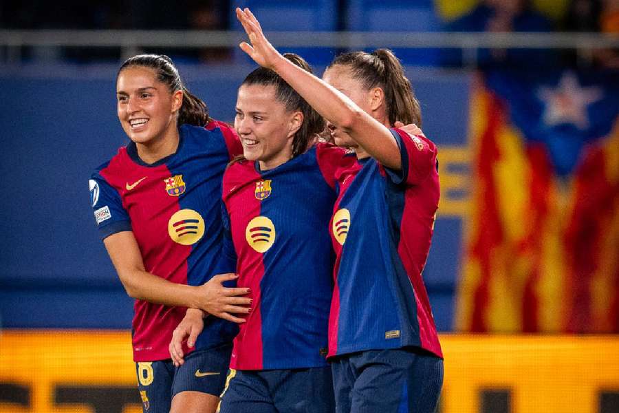 Las jugadoras azulgrana celebraron hasta seis goles frente a las austríacas