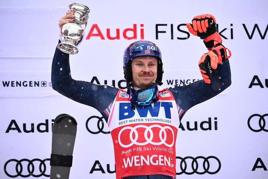 Slalom master: Norway's Henrik Krisoffersen got his 30th career win in Wengen, Switzerland