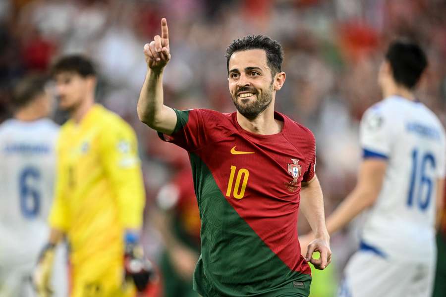 Portugal midfielder Bernardo Silva celebrates after scoring
