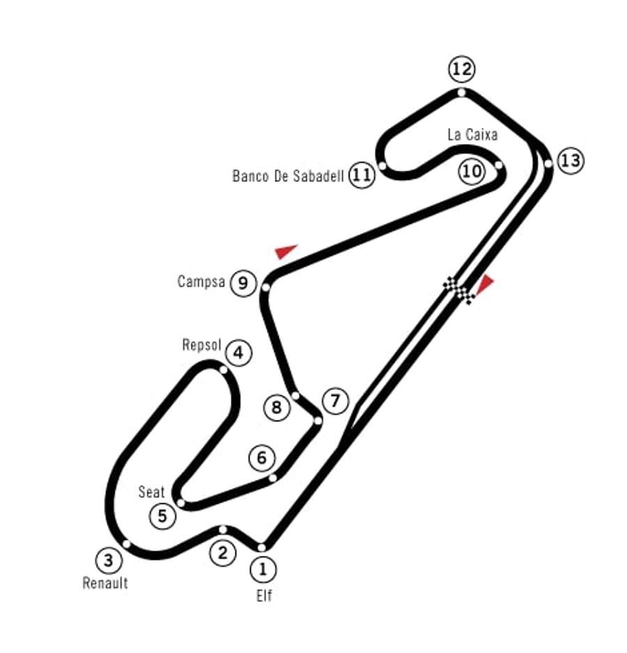 Das Streckenlayout des Circuit Barcelona-Catalunya