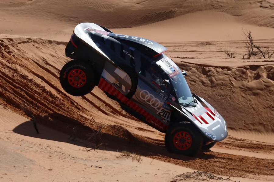 Team Audi Sport's Carlos Sainz and co-driver Lucas Cruz in action