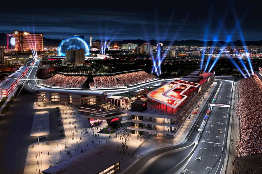 An artist rendering of the Las Vegas Grand Prix paddock
