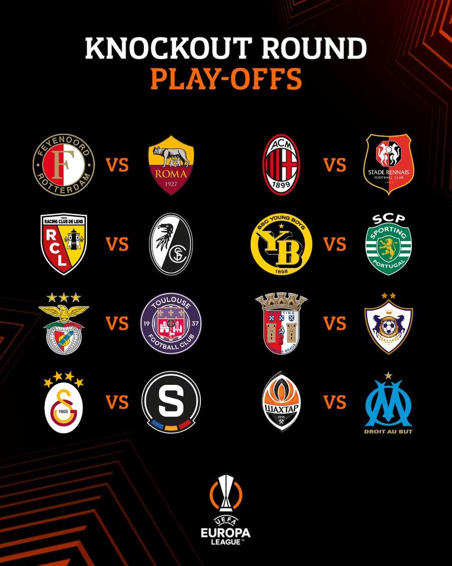 Os jogos da fase de playoffs da Europa League