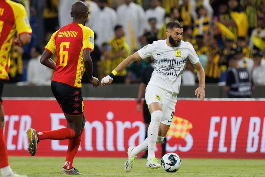 Karim Benzema in action after signing for Al-Ittihad