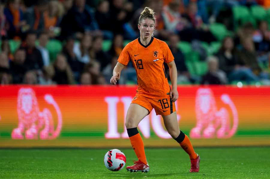 Sisca Folkertsma in het shirt van Oranje