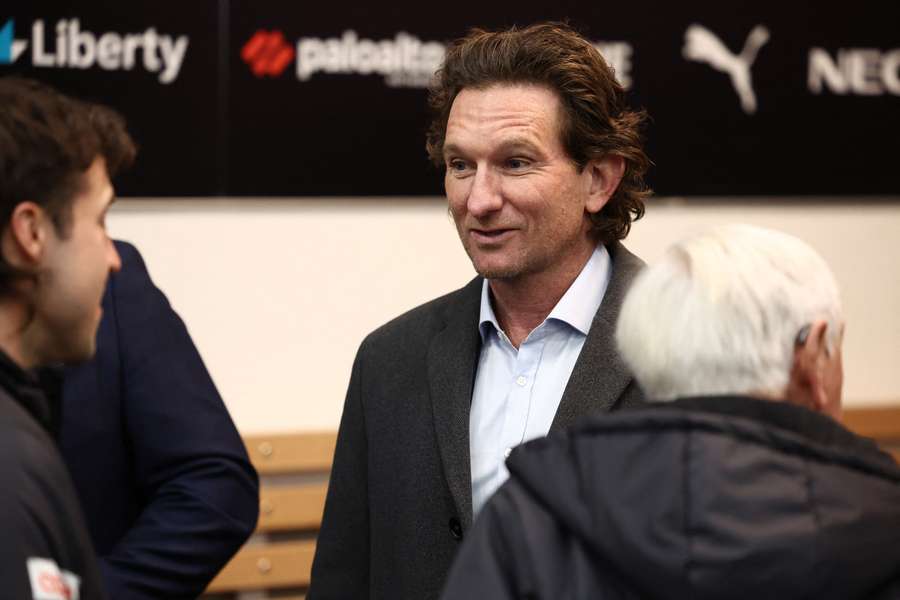 James Hird in the Essendon rooms last year following a 25-year reunion of the 2000 Premiership team. James Hird in the Essendon rooms last year following a 25-year reunion of the 2000 Premiership team.