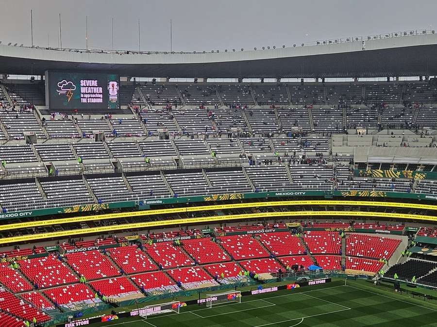 One of the giant screens inside the Azteca stadium