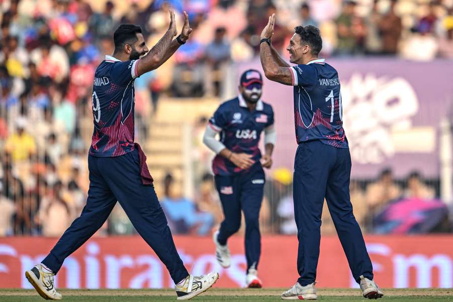 USA national team players celebrate a Namibian wicket at the most recent T20 World Cup. USA national team players celebrate a Namibian wicket at the most recent T20 World Cup.