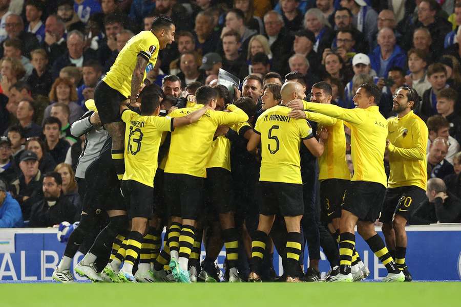 AEK Athens players celebrate