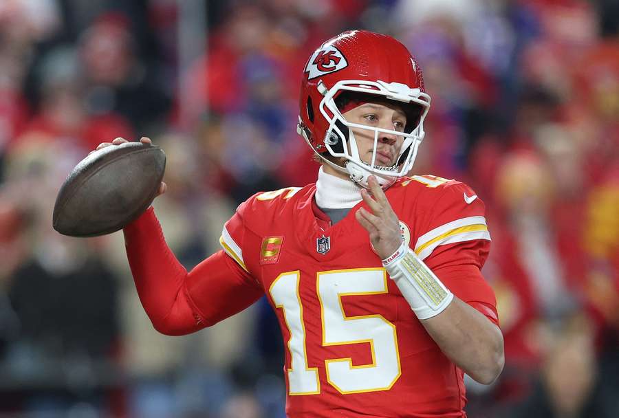 Patrick Mahomes throws a pass during the 2025 AFC Championship game Patrick Mahomes throws a pass during the 2025 AFC Championship game