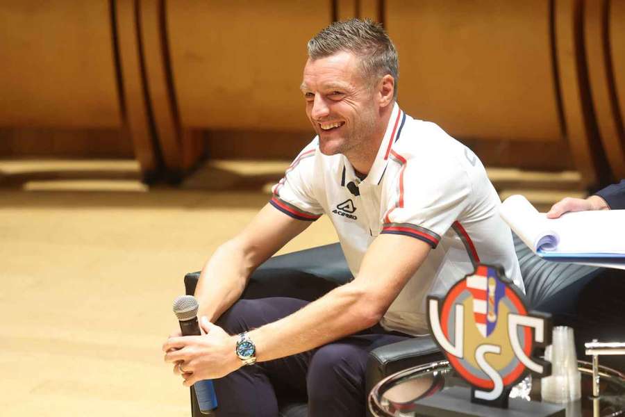 Jamie Vardy was presented to the media at the Violin Museum in Cremona on Wednesday