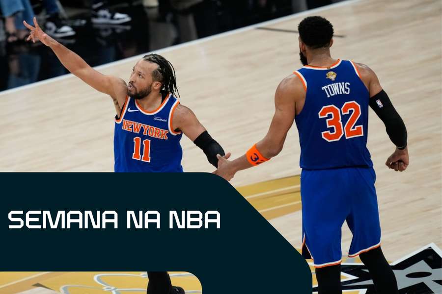 Brunson e Towns celebram frente aos Spurs Brunson e Towns celebram frente aos Spurs