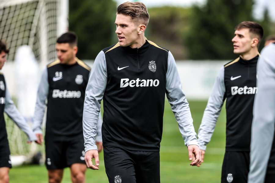Viktor Gyokeres no treino do Sporting