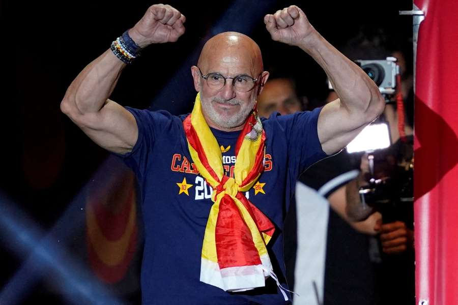 Luis de la Fuente, en la celebración del segundo Mundial de España Luis de la Fuente, en la celebración del segundo Mundial de España
