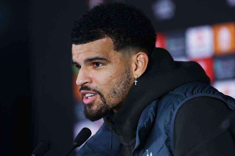 Dominic Solanke of Tottenham Hotspur during a press conference