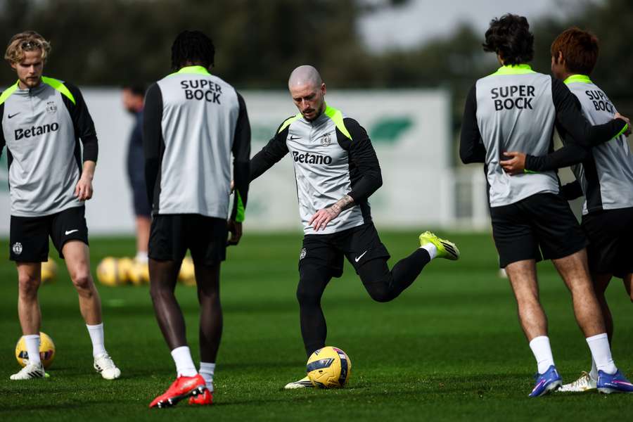 Nuno Santos no treino do Sporting