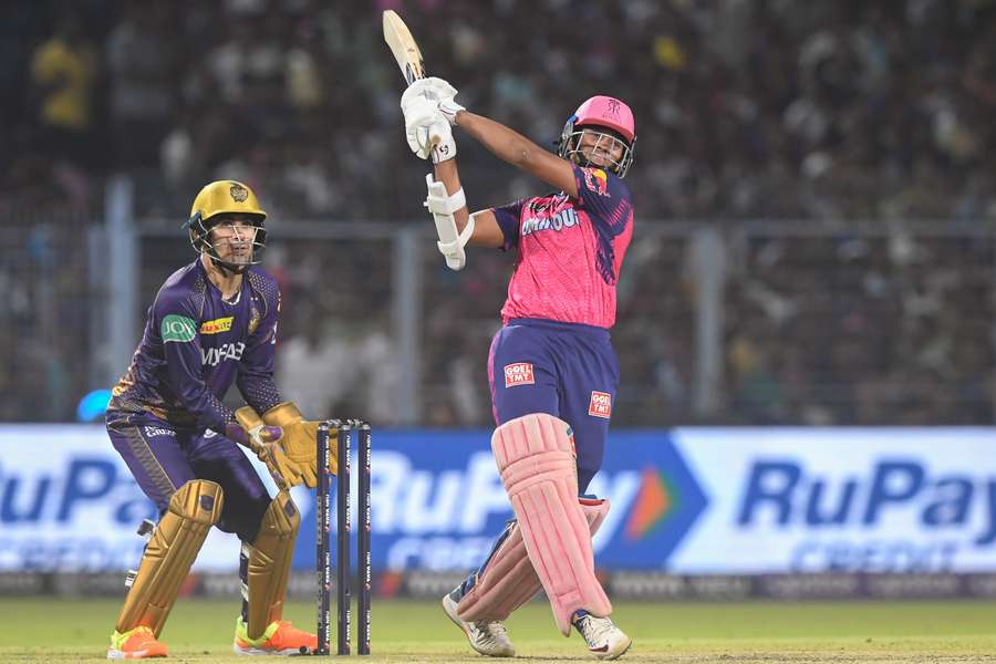 Rajasthan Royals' Yashasvi Jaiswal plays a shot