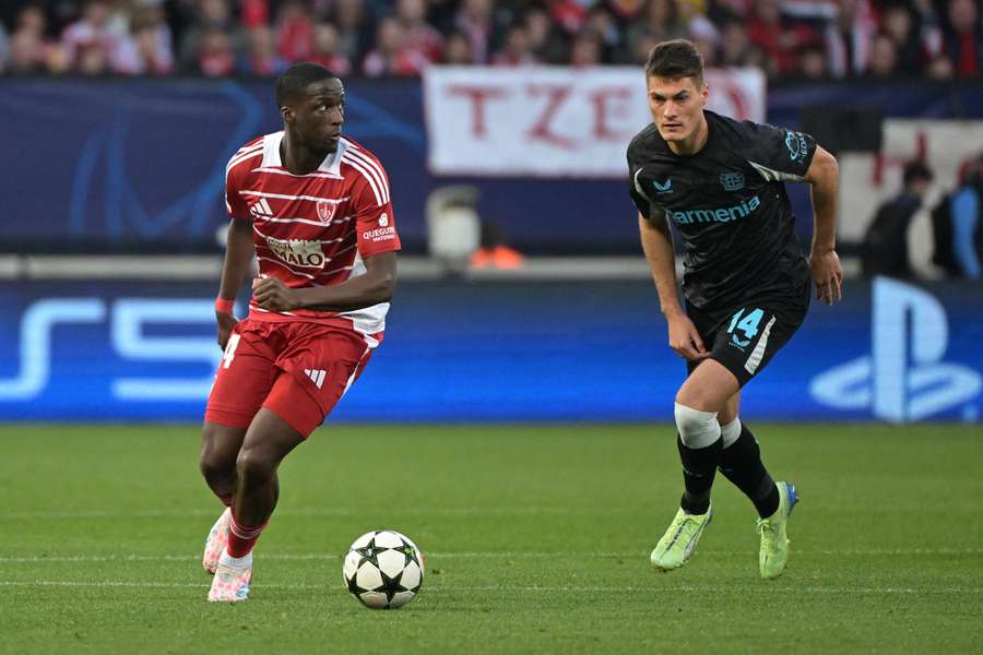 Soumaïla Coulibaly lors du match face au Bayer Leverkusen.