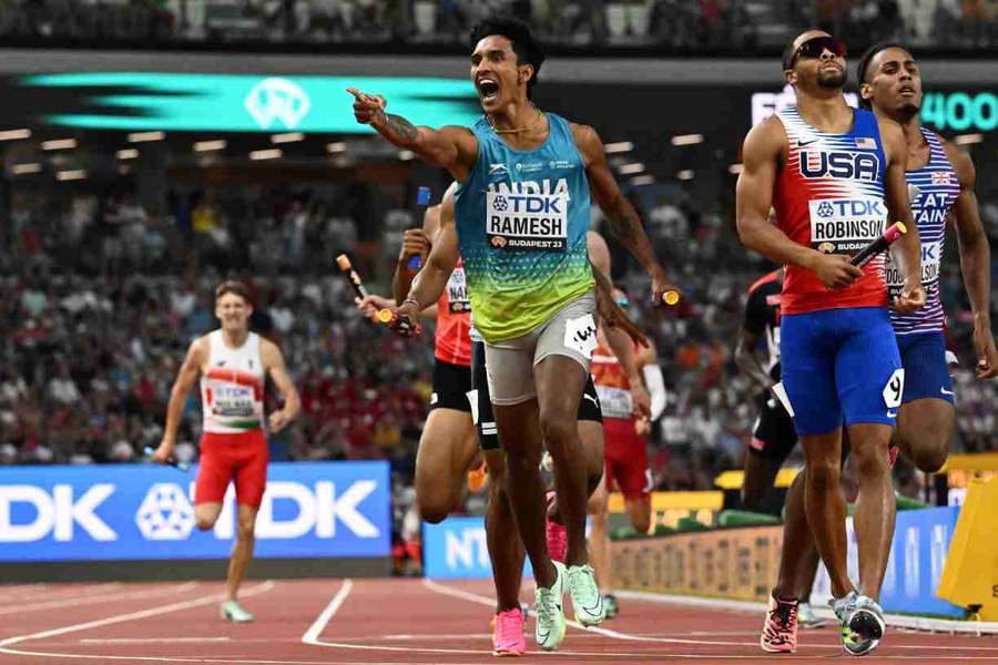 Joy for India who qualified for the men's 4x400m relay final in a record-breaking time Joy for India who qualified for the men's 4x400m relay final in a record-breaking time