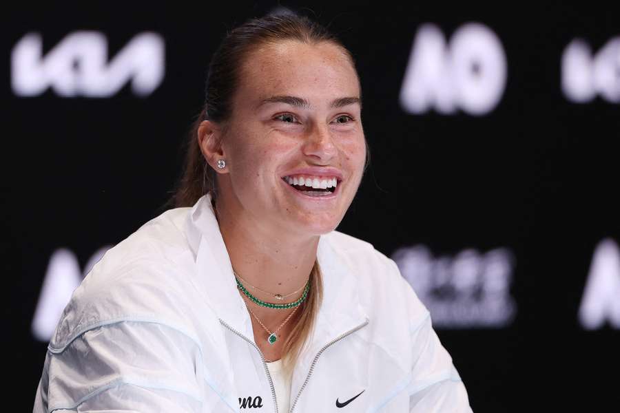 Sabalenka en conférence de presse ce vendredi.